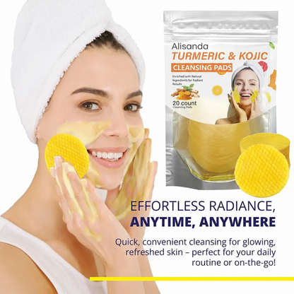 🔥LAST DAY - 49% OFF🔥-Turmeric & Kojic Acid Cleansing Pads, Gentle Deep Clean Soft Texture Facial Skincare Pads 20pcs🍯