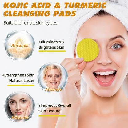 🔥LAST DAY - 49% OFF🔥-Turmeric & Kojic Acid Cleansing Pads, Gentle Deep Clean Soft Texture Facial Skincare Pads 20pcs🍯
