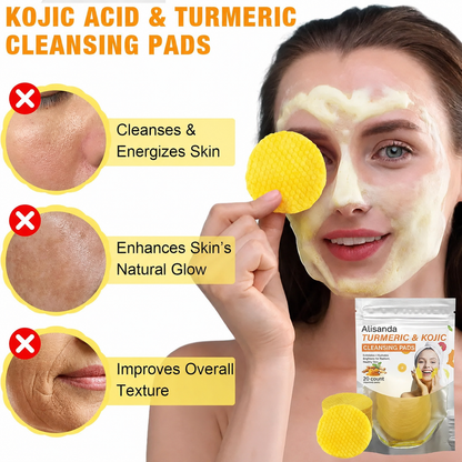 🔥LAST DAY - 49% OFF🔥-Turmeric & Kojic Acid Cleansing Pads, Gentle Deep Clean Soft Texture Facial Skincare Pads 20pcs🍯