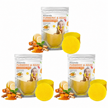 🔥LAST DAY - 49% OFF🔥-Turmeric & Kojic Acid Cleansing Pads, Gentle Deep Clean Soft Texture Facial Skincare Pads 20pcs🍯