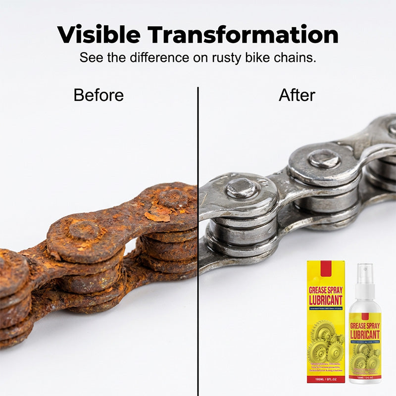 Before and after comparison of a rusty bicycle chain