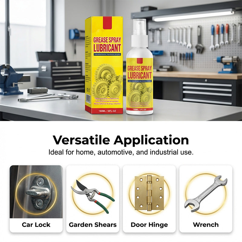 Grease spray lubricant for locks, garden shears, hinges and wrenches