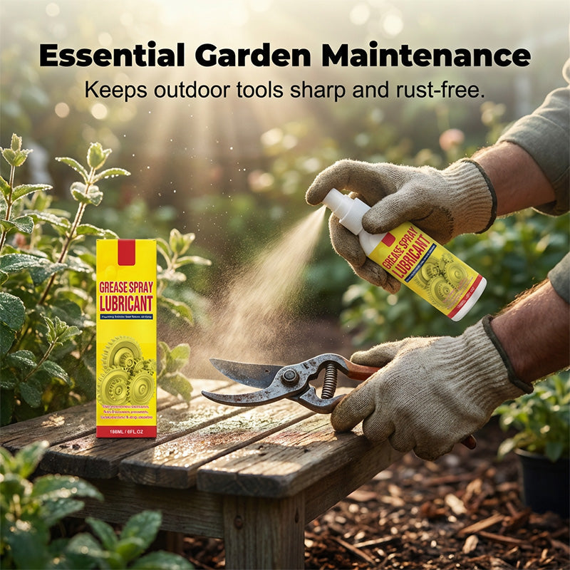 Grease spray lubricant used on garden shears
