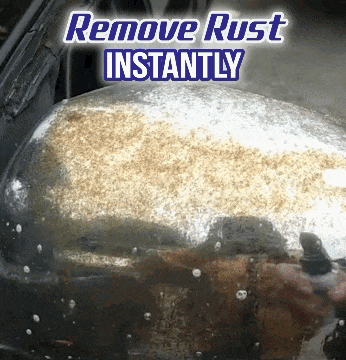 Rust being loosened and removed from a metal surface