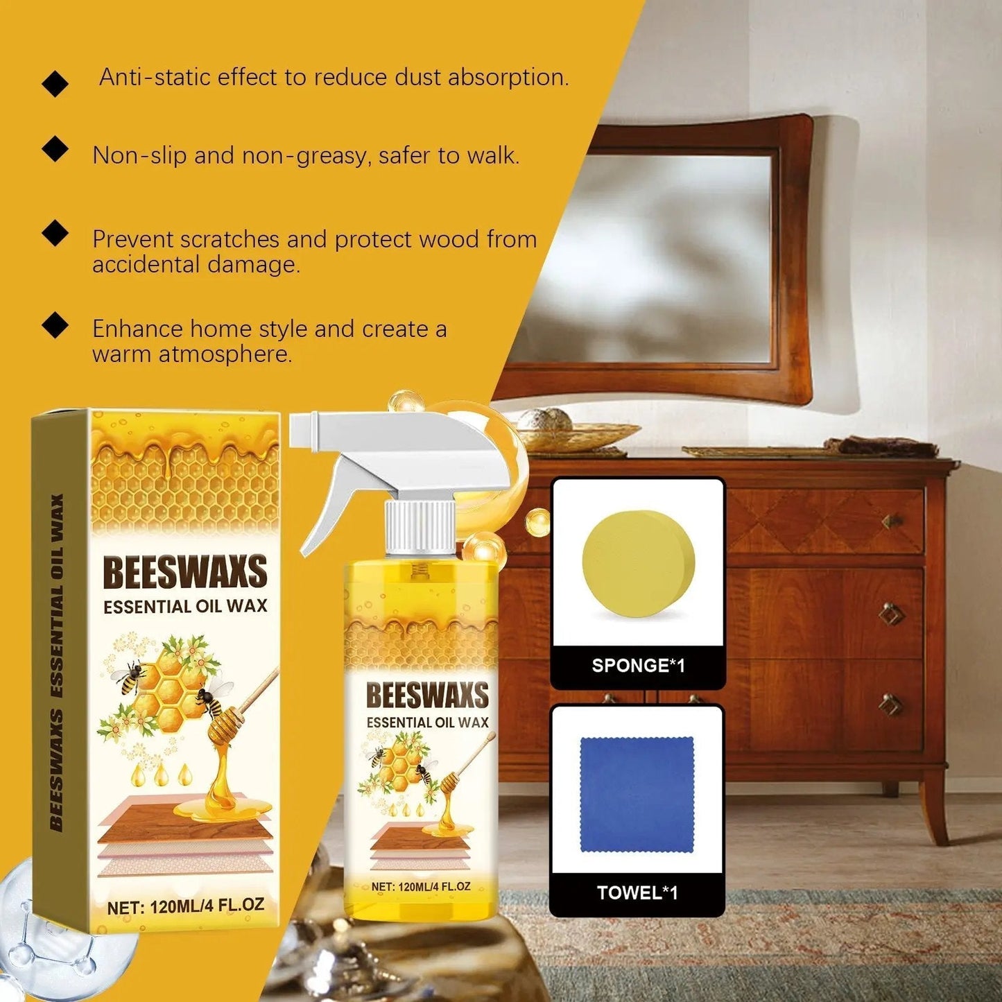 🔥 BUY 1 GET 1 FREE 🔥 Beeswax Wood Polish Spray — Limited-Time Shine Sale!!!