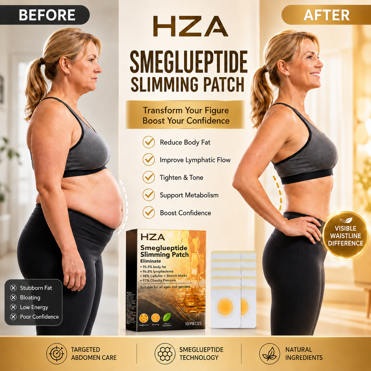 ⚡Buy 1 Get 1 FREE｜HZA Smeglueptide Slimming Patches｜Limited-Time 20% OFF—NOW!★